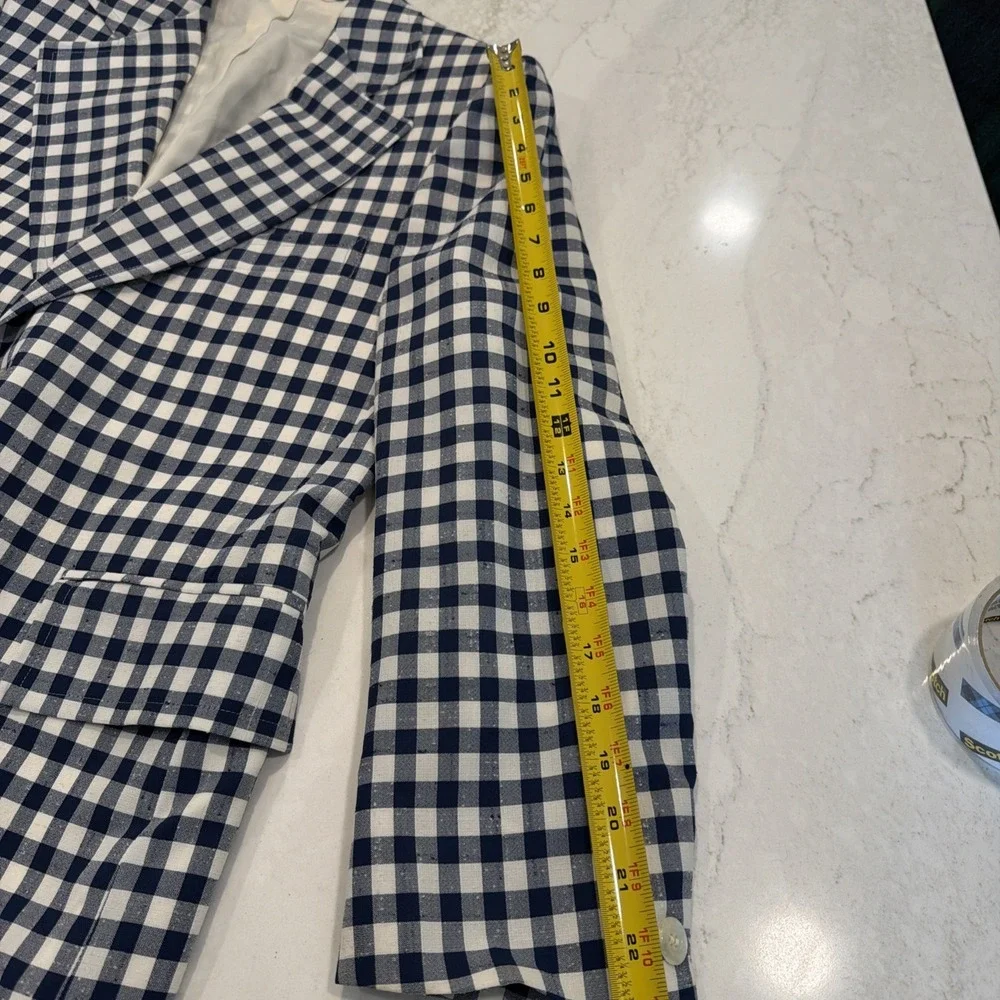 1950s Blazer Mens Navy Blue White Gingham Check Sport Coat Jacket Embassy Row 40